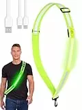 Willingood Lauflicht Joggen mit Reflektoren Gürtel, Wiederaufladbare Reflektierende Gürtelschärpe, USB Verstellbarer Lauflicht, LED Laufgürtel, Nacht Sicherheitslicht für Joggen Laufen Fahrradfahren