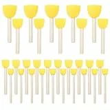 KALIONE 30 Stück Schwammstupf Pinsel Set, Holzgriff Runde schaumstoffpinsel Set, Schwämme Tupfpinsel Sets für DIY Malerei Keramik Werkzeuge Handwerk(4 Verschiedene Größen)
