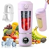 Tragbarer Mixer, Mini Standmixer Blender, 700ml Tragbarer Mixer Smoothie Maker, With 12 Stainless Steel Blades, Rechargeable Juicer for Milkshakes, Fruits & Vegetables, Digital Display (Lila)