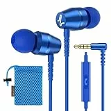 LUDOS OMNITONE Kopfhörer In Ear Kopfhörer mit Kabel und Mikrofon, 5 Jahre Garantie, In Ear Ohrhörer, 3,5 mm Klinkenstecker Earbuds, Satte Bässe Earphones, Headphones für iPhone, iPad, Samsung - Blau