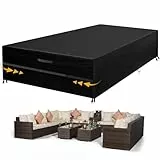 GARPROVM Schutzhülle für Gartenmöbel, 600D Oxford-Stoff, Schutzhülle für Gartentisch, wasserdicht, mit Seil und Schnalle, 350 x 260 x 90 cm