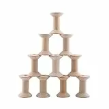 Oumefar 10PCS Wooden Empty Thread Spulen unfertige Spulen für Crafts Wire Weaving Bobbins Wood Sewing Weaving
