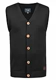 Blend BHLennardo Herren Pullunder Strickweste Feinstrick Weste mit V-Ausschnitt Holz-Knopfleiste ärmellos Baumwollmischung Regular fit, Größe:M, Farbe:Black (70155)
