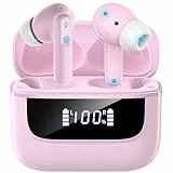 Bluetooth Kopfhörer in Ear, 6 Mikrofone ENC Noise Cancelling für Klarere Anrufe, Kopfhörer Kabellos Bluetooth 5.4 HiFi Tiefer Bass, USB C Kopfhörer, 48 Std, LED, IPX7 Wasserdicht Sport Ohrhörer Rosa