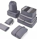 Meowoo 8-teilig Koffer Organizer Set, Packing Cubes, Packwürfel für Urlaub & Business, Reise Organizer mit Kleidertaschen, Gepäck Aufbewahrung Taschen, Ordnungssystem für Koffer (Grau)