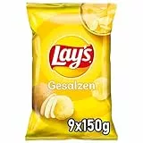 Lay's Gesalzen – Knusprig gesalzene Kartoffelchips für eine gelungene Party (9 x 150 g) (Verpackungsdesign kann abweichen)