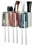 DOVAVA Zahnbürstenhalter Wand, 3 pcs Zahnputzbecher Kunststoff Set, Zahnburstenhalterung Ohne Bohren Kann für Kinder und Familien (Weiß)