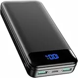 Enerwow Power Bank 27000 mAh, 22.5W Powerbank, USB C Externer Akkupack mit LCD Display, Tragbares Ladegerät für iPhone 17/16/15/14/13/12, iPad, Samsung & Mehr（P300/Schwarz）