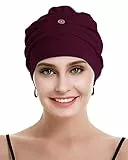 osvyo Bambus-Chemo-Turbane für Frauen, Krebs-Haarausfall-Mütze – leichte Kopfbedeckung aus Baumwolle, versiegelte Verpackung BAUMWOLLWEIN
