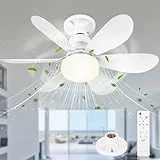 Beeoecm Deckenleuchte mit Ventilator, 52cm Ventilator Decke mit Beleuchtung und Fernbedienung, Deckenventilator Klein Leise mit E27, 3 Windstufen, Dimmbar, Timing Funktion