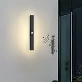 JZCDR Außenwandleuchte mit Bewegungsmelder 40 cm, LED Lange Wandleuchte Bewegungsmelder Aussen Innen, Schwarz Modern Wasserdicht Aussenlampe für Gärten Garage Villa Hauswand