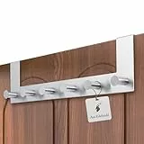 ReWu Türgarderobe Edelstahl 6 Haken zum Einhängen Kleiderhaken Türharkenleiste Garderobenleiste Badezimmer Küche Wohnzimmer und Flur 39 x 11 x 8 cm