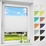 Allesin Plissee ohne Bohren Plissees Klemmfix Weiß 75x120cm(BxH), Plisseerollo Faltrollo mit Klemmträger, Jalousie Rollos für Fenster und Tür, Sichtschutz und Sonnenschutz