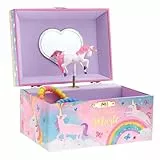 Jewelkeeper Musikalisches Schmuckkästchen Mädchen, drehendes Einhorn, Spieluhr, Schmuckaufbewahrung mit Zuckerwatte Design - Einhorn Geschenke für Mädchen - Schöner Träumer Song