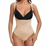 SLIMBELLE Shapewear Damen Bauchweg Nahtlose Body Elastizität Miederbody U-Ausschnitt Figurenformend Shaper