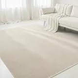 Interiyou handgewebter Baumwollteppich Riga - 160x230 cm Creme - Handwebteppich für Wohnzimmer, Schlafzimmer - 100% Handarbeit Naturfaser Teppich Flachgewebe