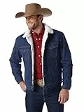 Wrangler Men's Western Style Lined Denim Jacket, Large, Denim/Sherpa