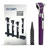 Scian Otoskop Kit – Ear Scope Otoskop mit LED Licht, 3 fache Vergrößerung, 4 Speculum Tips Größe, leichtes Diagnostik Ohrpflege-Tool für Kinder, Erwachsene, hunde, Heimgebrauch (Violett)