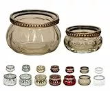 NETPROSHOP Teelichthalter Orientalisch Windlicht aus Glas mit Metalldekor, Farbe:Hellbraun, Auswahl:3.5 cm