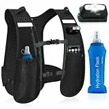 Nextyu Laufweste Damen und Herren, Trinkweste mit Trinkflasche Soft 500ML & Handytasche, Trinkrucksack Reflektierend Leicht für Trailrunning Wandern Marathon Laufen Joggen