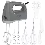 ADLER EUROPE Handmixer 750W standmixer, elektrisches handrührgerät set mit 5 geschwindigkeiten & turbo, extra lange 21cm, edelstahl knethaken, rührbesen, teigschaber & eitrenner, grau