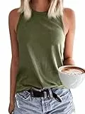 GeGekoko Damen Tank Top Basic Sommer Tanktops Rundhals Ärmellose Oberteile Tops Sexy Cami Blusentop Armeegrün S