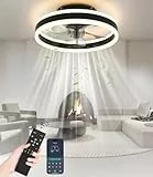 Nalezuns LED Deckenventilator mit Beleuchtung, 50cm Ventilator Deckenleuchte, 3 Farbtemperatur und 6 Geschwindigkeiten Deckenventilator mit Lampe, Lampe für Wohnzimmer Schlafzimmer Esszimmer Küche