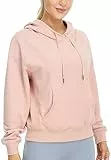 icyzone Damen Fleece Kapuzenpullover Sport Hoodie Fitness Sweatshirt Langarm Casual Pullover mit Kängurutasche (Light Pink, M)