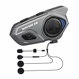 WAYXIN X2 Motorrad Intercom, Integriertem Intercom System, Motorrad Bluetooth Headset für bis zu 4 Motorräder, mit HiFi/Musik Teilen/FM Radio/AI Sprachassistent /IP67 Wasserdicht（1pc