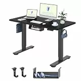 FlexiSpot Höhenverstellbarer Schreibtisch Basic–Mit Kabelmanagement, Haken und EINTEILIGER Tischplatte, Ergonomischer Homeoffice-Tisch, Bürotisch (120x60cm, Schwarz)