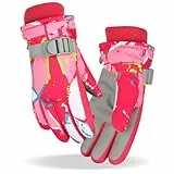 Fengzio Skihandschuhe für Kinder wasserdichte und Winddichte Winterhandschuhe Warm Sporthandschuhe Snowboard Handschuhe für Outdoor-Sport in Winter Fahrradhandschuhe Warme Handschuhe