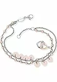 Engelsrufer Damen Armband und Fußkette Boho Herzen aus Edelstahl Bicolor, Charm-Elemente in Silber und Roségold, verstellbar, nickelfrei