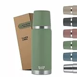 Campo Libre. Jaco® Thermoskanne 1L, 750ml, 500ml I Thermos mit Becher I Unsere Thermosflasche mind. 24h heiß I Isolierkanne mit Doppelwandisolierung ist zu 100% auslaufsicher & recycelter Edelstahl