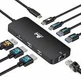 USB C Docking Station Dual Monitor 8 in 1 Laptop Docking Station 2 Monitore USB C Hub mit 4K Dual HDMI, DisplayPort, 1Gbps Ethernet, 100W PD, 3 USB A/C 3.0 Adapter Kompatibel mit Dell, HP, Schwarz