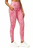 Evievit Yoga Gym Laufhose Sportleggins Sporthose Sport Leggings Damen 3/4 mit Taschen Lang Blickdicht High Waist Bunt,Rosa XXL