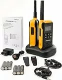Dynascan F-15 Wasserdichtes PMR-446 Funkgerät 2er-Set mit Headsets - Schwimmfähiges Walkie-Talkie IP67 Lizenzfrei Notruf-LED