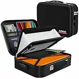 JUNDUN Feuerfeste Dokumentenbox mit Schloss, Hartschalenkoffer Document Organizer mit 13 Fächern, Feuerfeste Dokumententasche Aufbewahrungsbox für A4-Dateien,Urkunden,Reisepass und mehr(Harte)