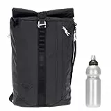 Nitro Bags Rucksack Scrambler 28 L Roll Top Kurierrucksack Fahrradrucksack Backpack + Flasche (Tough Black (schwarz Plane) 66)