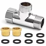 Fourindo T-Stück Set Messing: 1×1/2' T-Verteiler + 2×Reduzierstück 1/2'→3/8' + 6×Dichtring, für Wasser/Heizung, Anti-Rost