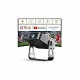 Smart Beamer【800ANSI ＆ Offizielle App】 Mini Projektor mit Autofokus ＆ Trapezkorrektur, VOPLLS 1080P Full HD WiFi6 Bluetooth Beamer 4K Heimkino/Outdoor Klein Projector für Handy (Schwarz)