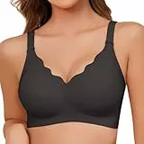 CMTOP BH Damen Ohne Bügel V-Ausschnitt Push Up Nahtloser BH Softschalen Bustier High Elastizitä Gepolstert Bralette Seamless BH mit zusätzlicher BH-Verlängerung für Alltagsleben, Schlaf(Schwarz,M)