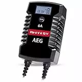 AEG Mikroprozessor Batterieladegerät LD 6.0, für 6/12V Batterien, 6A, 9-HF Ladestufen, Autostart, Komfortanschluss, automatische Diagnose- und Ladefunktion, Schwarz