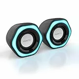 HEANTTV Computer-Lautsprecher, Mini Stereo USB Powered 3.5mm AUX-in Portable für PC, Laptop, Notebook, Desktop (Schwarz) (USB+3.5MM)