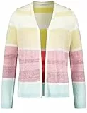 Gerry Weber Damen Offener Cardigan mit Colourblocking Langarm, breite Rippenbündchen gestreift Gelb/Rot/Orange Ringel 44