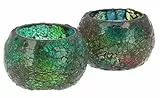 GURU SHOP 2 Handgearbeitete Glas Mosaik Windlichter, Romantisches Windlicht, Mosaik Teelicht, Vintage Teelichthalter - Set 6, 6x9x9 cm