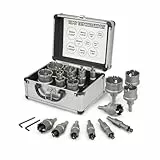 Hoteche 10pcs Lochsäge Hartmetall-Bohrer, 16–53 mm Metall Lochsäge Bohrer Set, TCT Carbid Lochsägen-Set, Zentrierbohrer aus Hartmetall, für Edelstahl, Eisen, Aluminium，Holz