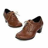 Generisch Oxford Schnürschuhe Damen Vintage Business Schuhe Halbschuhe Klassische Schnürhalbschuhe Derby Lederschuhe Mit Absatz