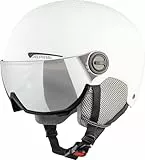 ALPINA ARBER Visor Q-LITE - hochwertiger & sicherer Skihelm für Erwachsene, mit waschbarem Innenfutter, mit kontrastverstärkendem Visier - White matt - M (54-58 cm)
