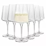 Krosno Weißwein- und Sektgläser | 6 Stck. im Set | 400 ml | Infinity Kollektion | Elegant | Kristallglas | Bleifreies Glas | Ideal für Zuhause, Restaurants und Partys | Spülmaschinenfest