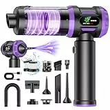 Handstaubsauger Akku 27000Pa mit LED-Display, 5-in-1 Kabelloser Autosauger Stark ,Bürstenloser Motor 220000 RPM,3 Stufen Mini Staubsauger mit HEPA-Filter,12 Zubehör für Auto,PC,Sofa,Tierhaare,Notfall